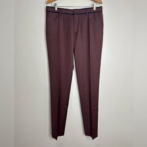 J. Lindeberg 100% Wool Collin Mechanical Maroon Black Slim Fit Pants 32 x 34